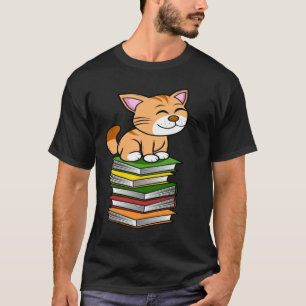 Boeken lezende kat  Katten met een stapel boeken T-shirt