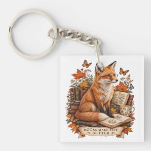 Boeken maken het leven beter – Vintage Fox Lezen Sleutelhanger