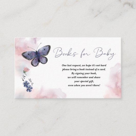 Boeken met aanvraag voor vlinderboeken voor Baby B Informatiekaartje (Voorkant)