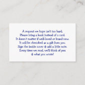 Boeken met blauw en rood Baby shower voor Baby Informatiekaartje (Achterkant)