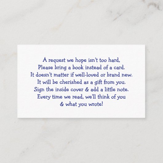 Boeken met blauw en rood Baby shower voor Baby Informatiekaartje (Achterkant)