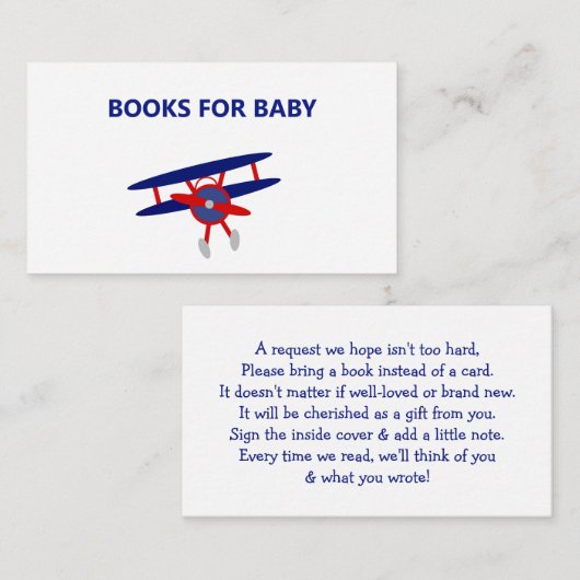 Boeken met blauw en rood Baby shower voor Baby Informatiekaartje (Voorkant / Achterkant)