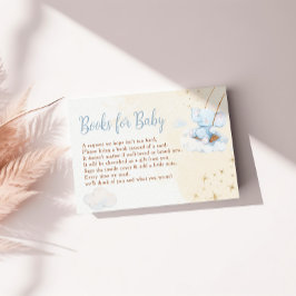 Boeken met blauwe waterverf olifant voor babyshowe informatiekaartje