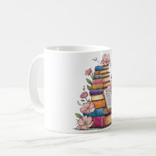 Boeken met bloeiende bloemen koffiemok