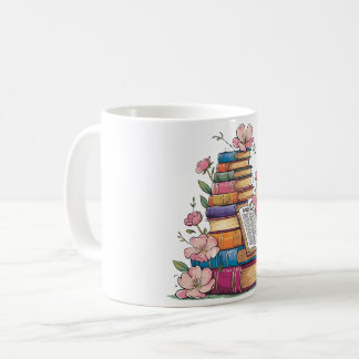 Boeken met bloeiende bloemen koffiemok