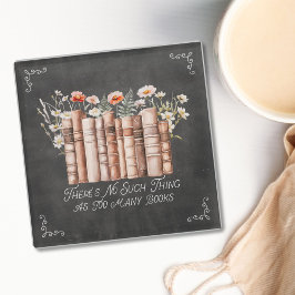 Boeken met bloemen en citaat op zwart schoolbord glazen onderzetter