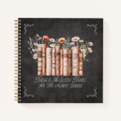 Boeken met bloemen en citaten op zwart Notitieboek (Voorkant)