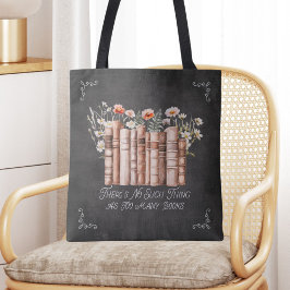 Boeken met bloemen en citaten op zwart Notitieboek Tote Bag