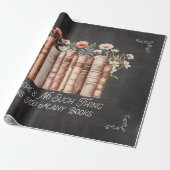 Boeken met bloemen en Quote op Black Decoupage Cadeaupapier (Uitgerold)