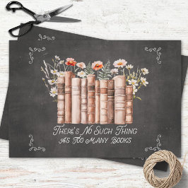 Boeken met bloemen en Quote op Black Decoupage Inpakpapier Vel