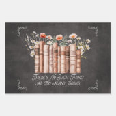 Boeken met bloemen en Quote op Black Decoupage Inpakpapier Vel (Voorkant)