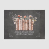 Boeken met bloemen en Quote op Black Decoupage Tissuepapier (Voorkant)