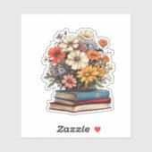 Boeken met bloemen sticker (Vel)