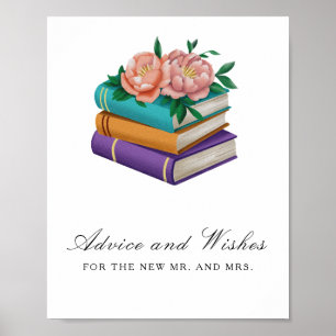 Boeken met bloemmotieven voor bruidsmeisjeshower A Poster
