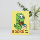 Boeken met boekwormen zijn leuk briefkaart (Staand voorkant)