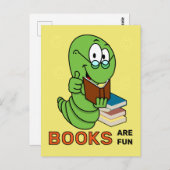 Boeken met boekwormen zijn leuk briefkaart (Voorkant / Achterkant)