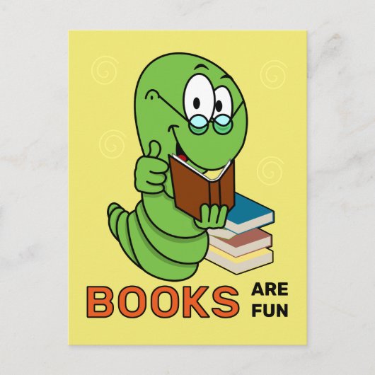 Boeken met boekwormen zijn leuk briefkaart (Voorkant)