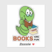 Boeken met boekwormen zijn leuk sticker (Vel)