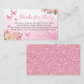 Boeken met roze vlindervlinder voor Baby Informatiekaartje (Voorkant / Achterkant)