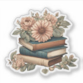  boeken met trapsgewijze bloemen waterdicht sticker (Voorkant)