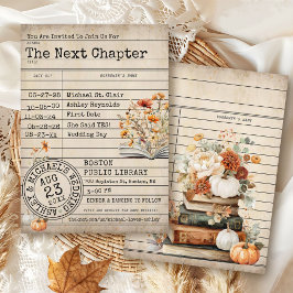 Boeken met vintage bibliotheekkaart Herfst bloem b Kaart
