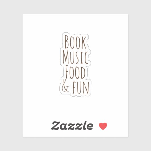 Boeken muziek eten en plezier, esthetische Sticker (Vel)
