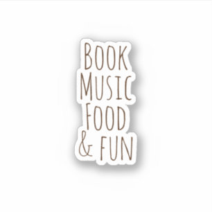 Boeken muziek eten en plezier, esthetische Sticker