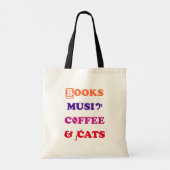 Boeken, Muziek, Koffie en Katten: onze favoriete Tote Bag (Achterkant)