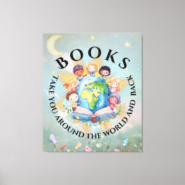 Boeken nemen je mee rond modern en Schattige Canvas Afdruk