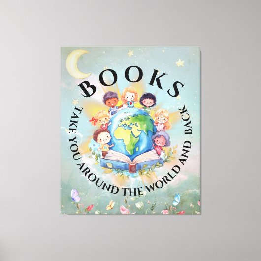 Boeken nemen je mee rond modern en Schattige Canvas Afdruk (Voorkant)