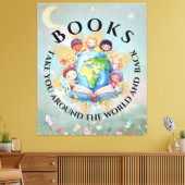 Boeken nemen je mee rond modern en Schattige Canvas Afdruk (Insitu (Woonkamer))
