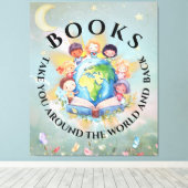 Boeken nemen je mee rond modern en Schattige Canvas Afdruk (Insitu (Houten vloer))