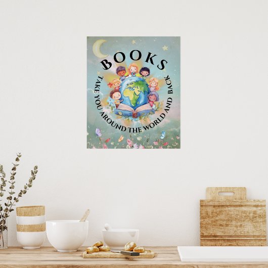 Boeken nemen je mee rond modern en Schattige Poster (Keuken)