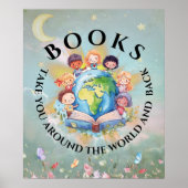 Boeken nemen je mee rond modern en Schattige Poster (Voorkant)