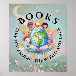 Boeken nemen je mee rond modern en Schattige Poster