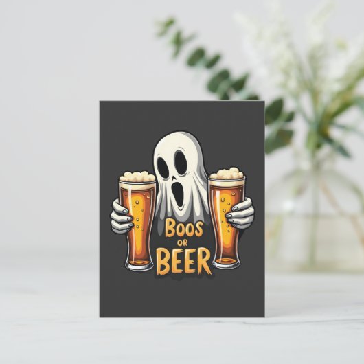 Boeken of bier grappig Oktoberfest Halloween Ghost Briefkaart (Staand voorkant)
