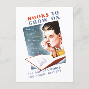 "Boeken om op te groeien"  Library Poster Briefkaart