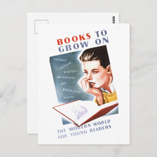 "Boeken om op te groeien"  Library Poster Briefkaart (Voorkant / Achterkant)