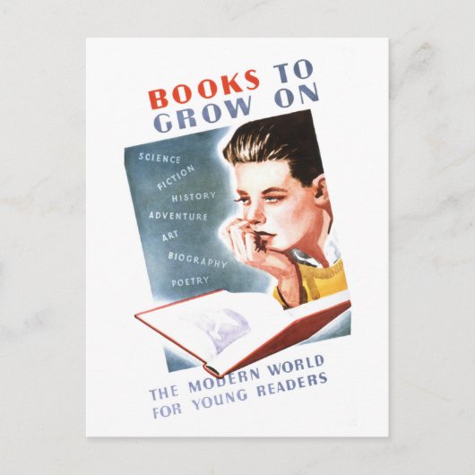 "Boeken om op te groeien" Library Poster Briefkaart (Voorkant)