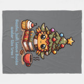 Boeken onder kawaii kerstboom - Funny Santa Fleece Deken (Voorkant (Horizontaal))