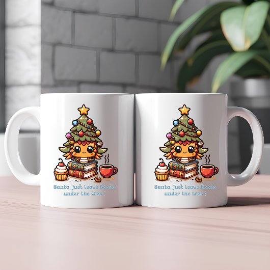 Boeken onder kawaii kerstboom - Funny Santa Koffiemok
