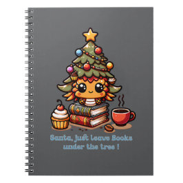 Boeken onder kawaii kerstboom - Funny Santa Notitieboek