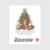 Boeken onder kawaii kerstboom - Funny Santa Sticker (Vel)