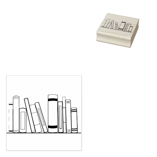 Boeken op boekenplank rubberstempel (Gestempeld)