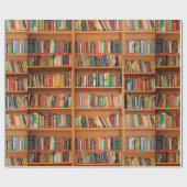 Boeken op boekenplankenachtergrond cadeaupapier (Vlak)