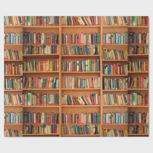 Boeken op boekenplankenachtergrond cadeaupapier (Vlak)