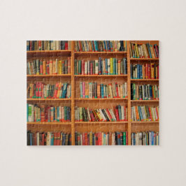 Boeken op boekenplankenachtergrond legpuzzel