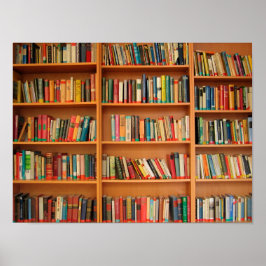 Boeken op boekenplankenachtergrond poster