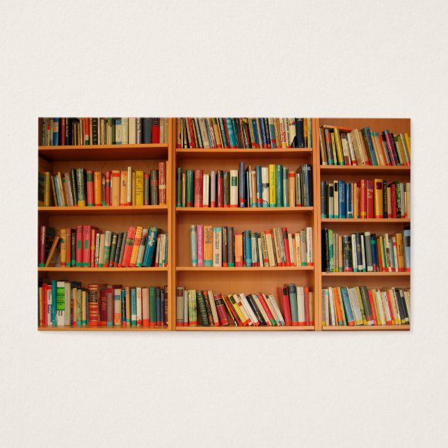 Boeken op boekenplankenachtergrond visitekaartjes (Voorkant)