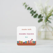 Boeken op Plank Reading Teacher Wit Contact Kaarte Vierkante Visitekaartje (Staand voorkant)